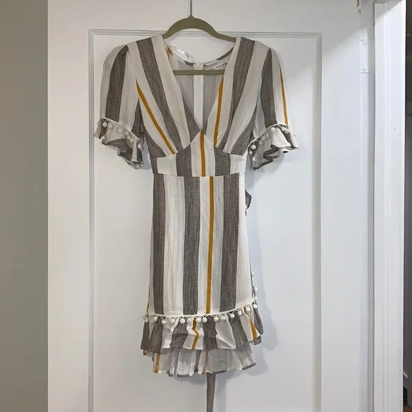 Saints + Secrets ruffle pom pom wrap dress - Picture 4 of 4